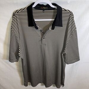 Monterey Club Golf Polo Shirt Men’s Size XL Black Striped Short Sleeve Button